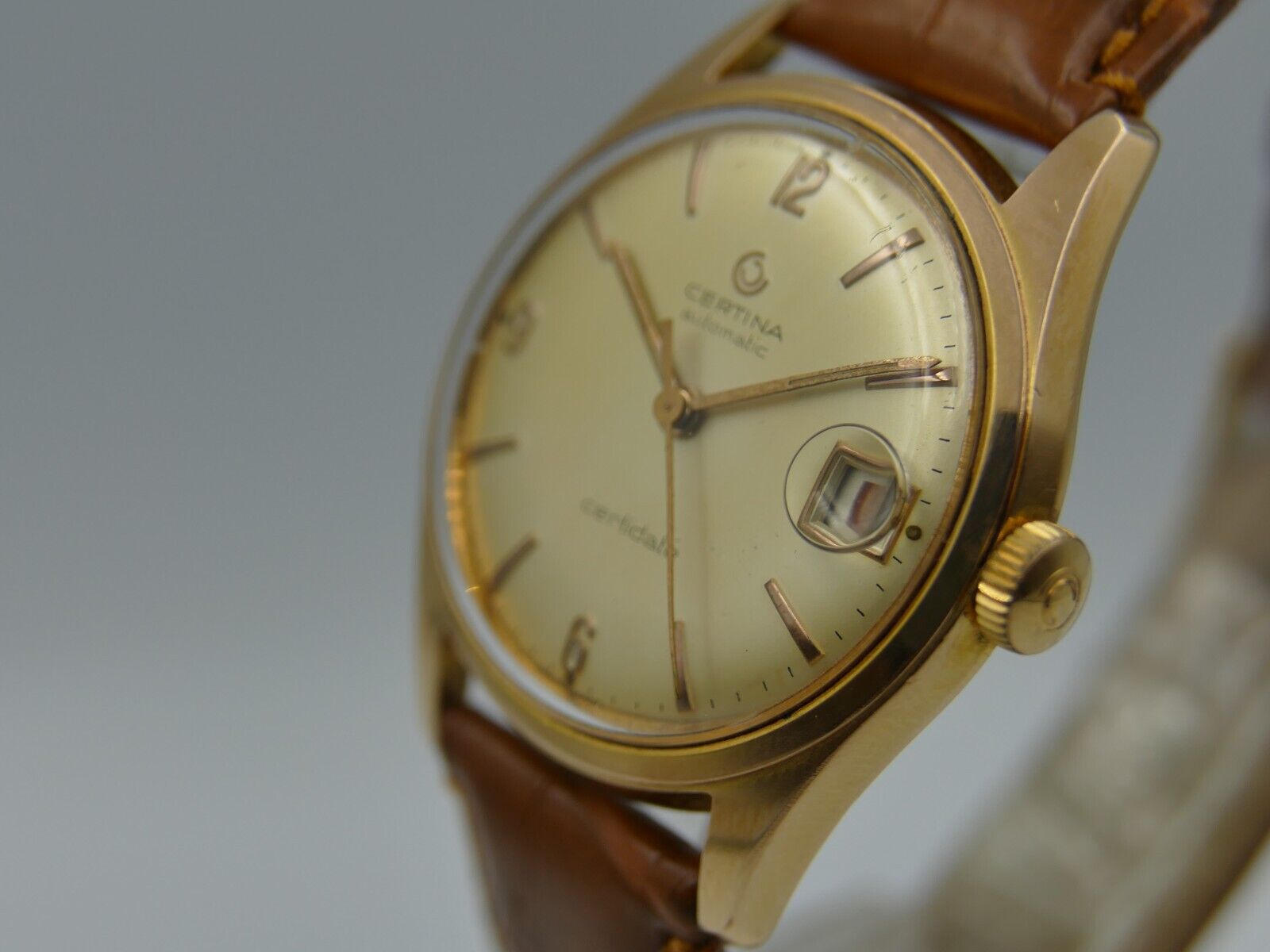 50's vintage watch mens Certina certidate automatic cal. 28-45 patents+  gold pl