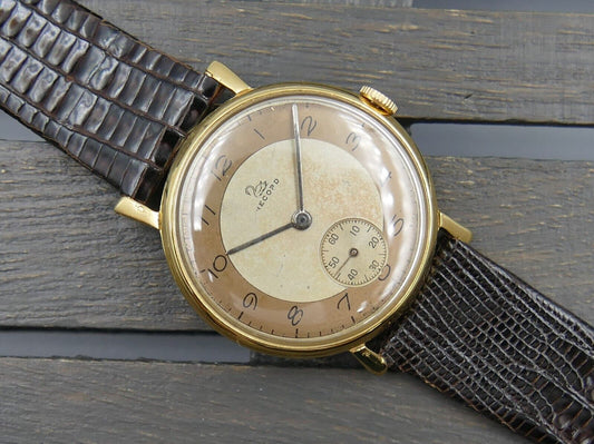 40's vintage watch mens Record swan logo ref 11294 cal 022-18 gold pl 35mm rare