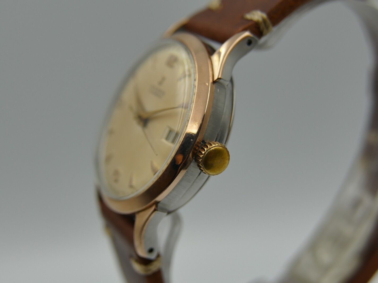 50's vintage watch mens Juvenia automatic AS 1361N rose gold cap serviced rare