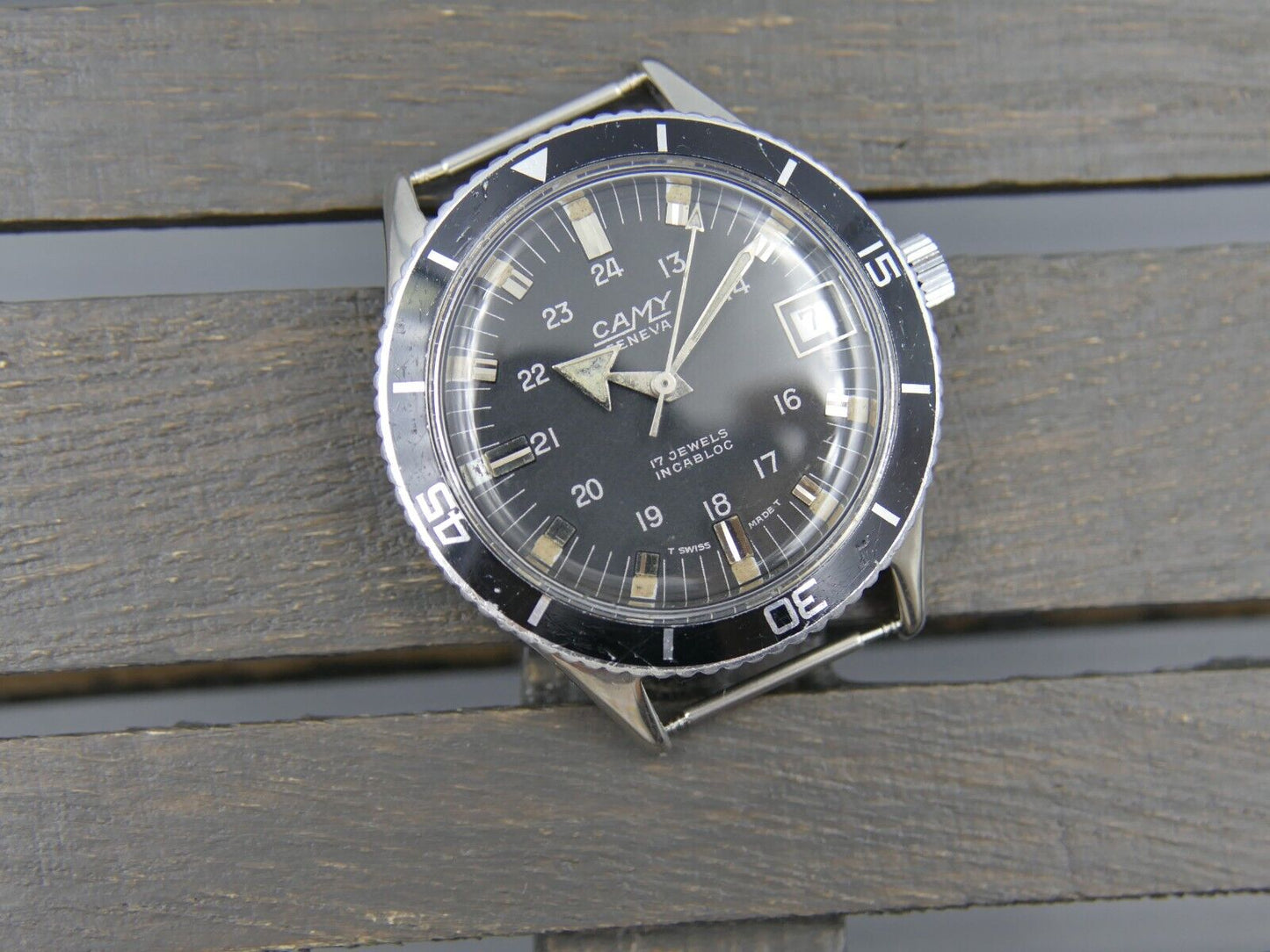 60's vintage watch mens diver Camy geneva ref. 7311 manual wind ST 96-4 serviced