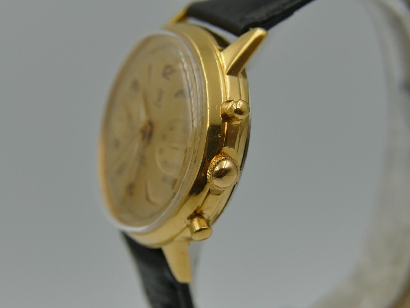 60's vintage watch mens Yema chronograph valjoux 92 gold PL serviced