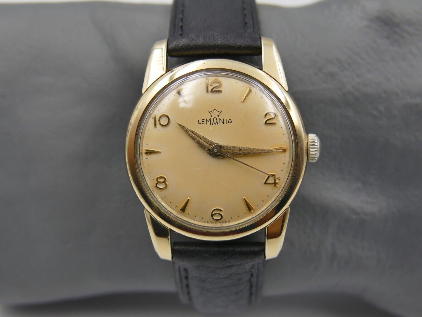 50's vintage watch mens Lemania manual wind cal. 3060 gold pl ref. 804 PA/A