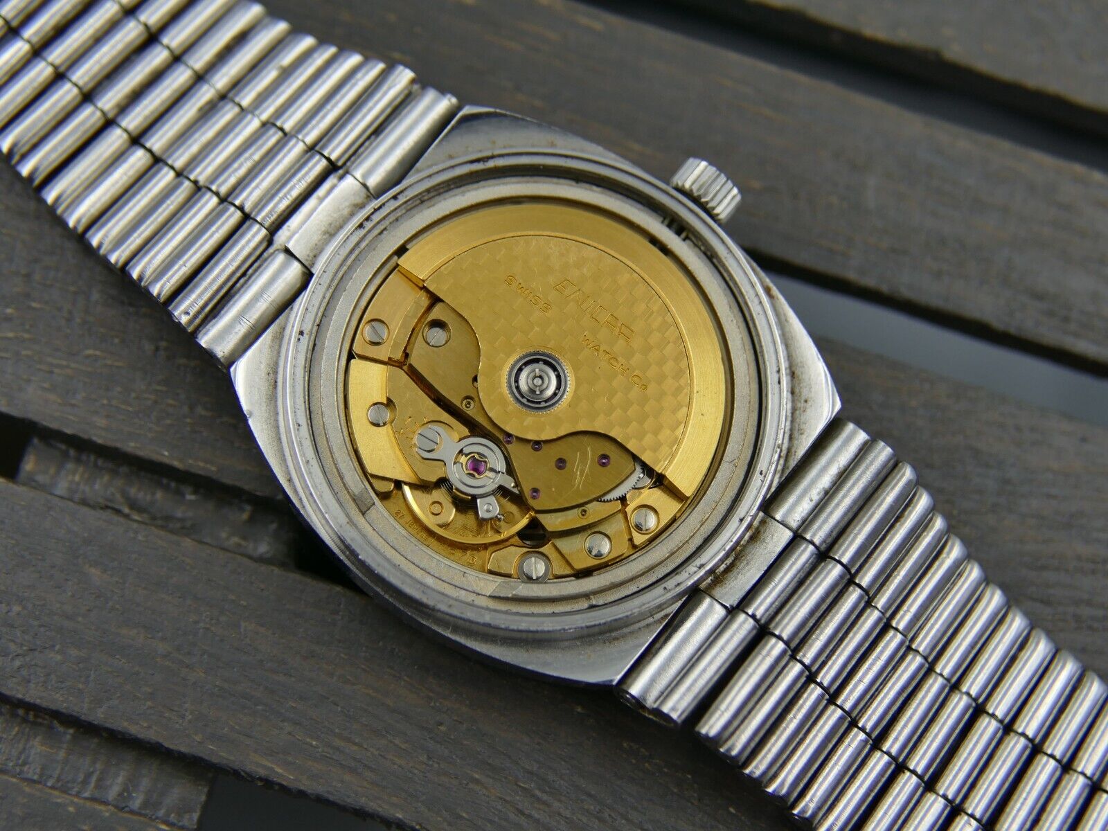 70's vintage watch mens Enicar ref. 167-17-02 day & date automatic cal. AR 167 D