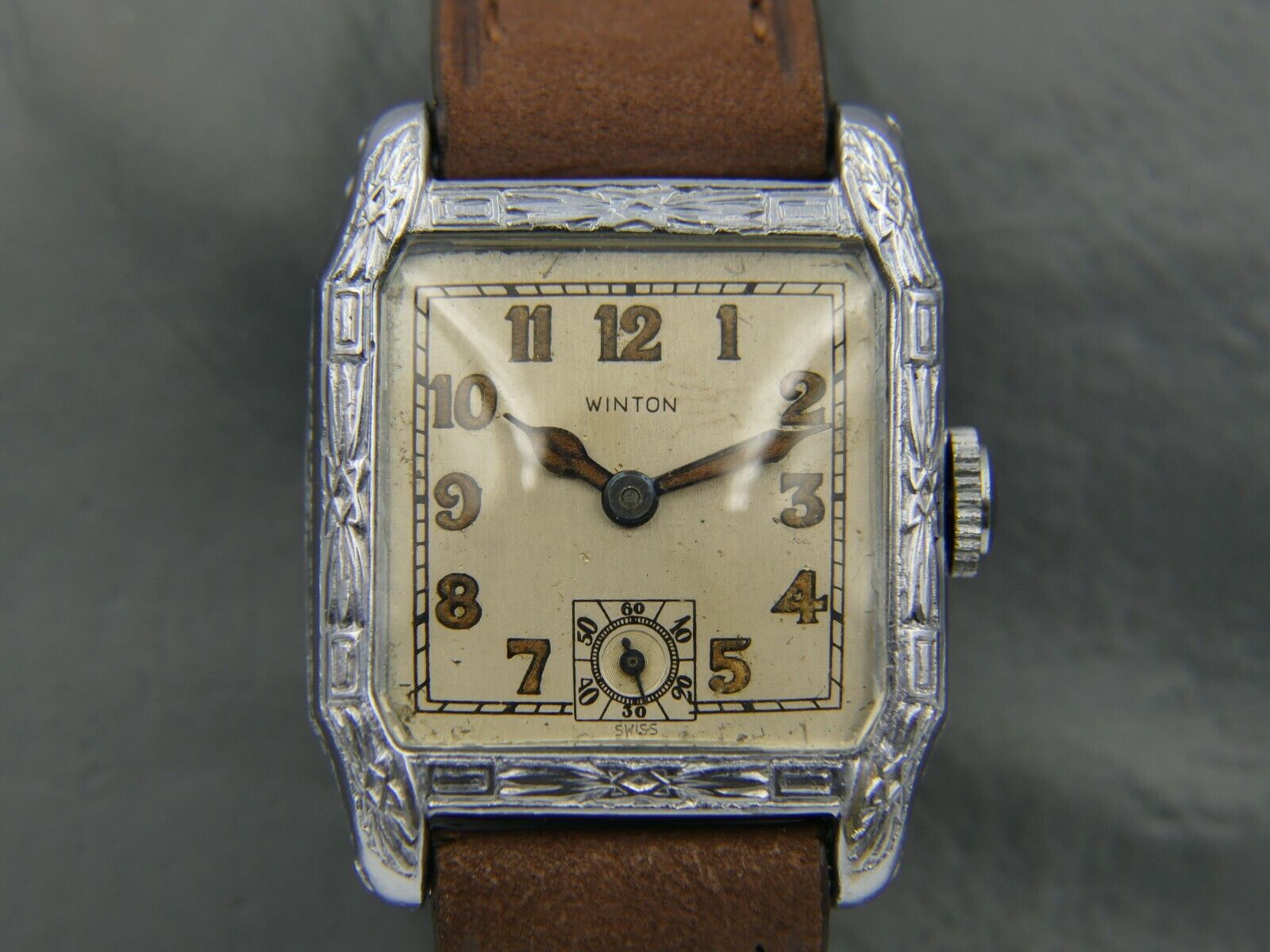 20's vintage watch DIDISHEIM Winton art deco white gold 14k RARE serviced