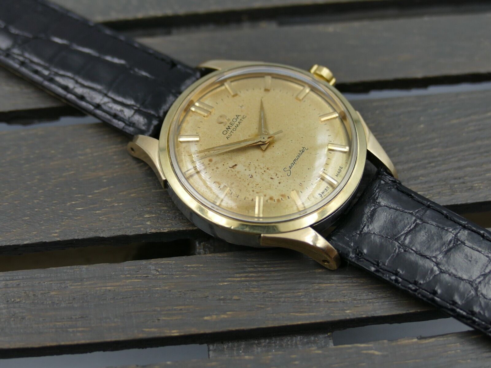 50's vintage watch mens Omega ref. 2637 -7 SC automatic bumper cal 354 gold cap