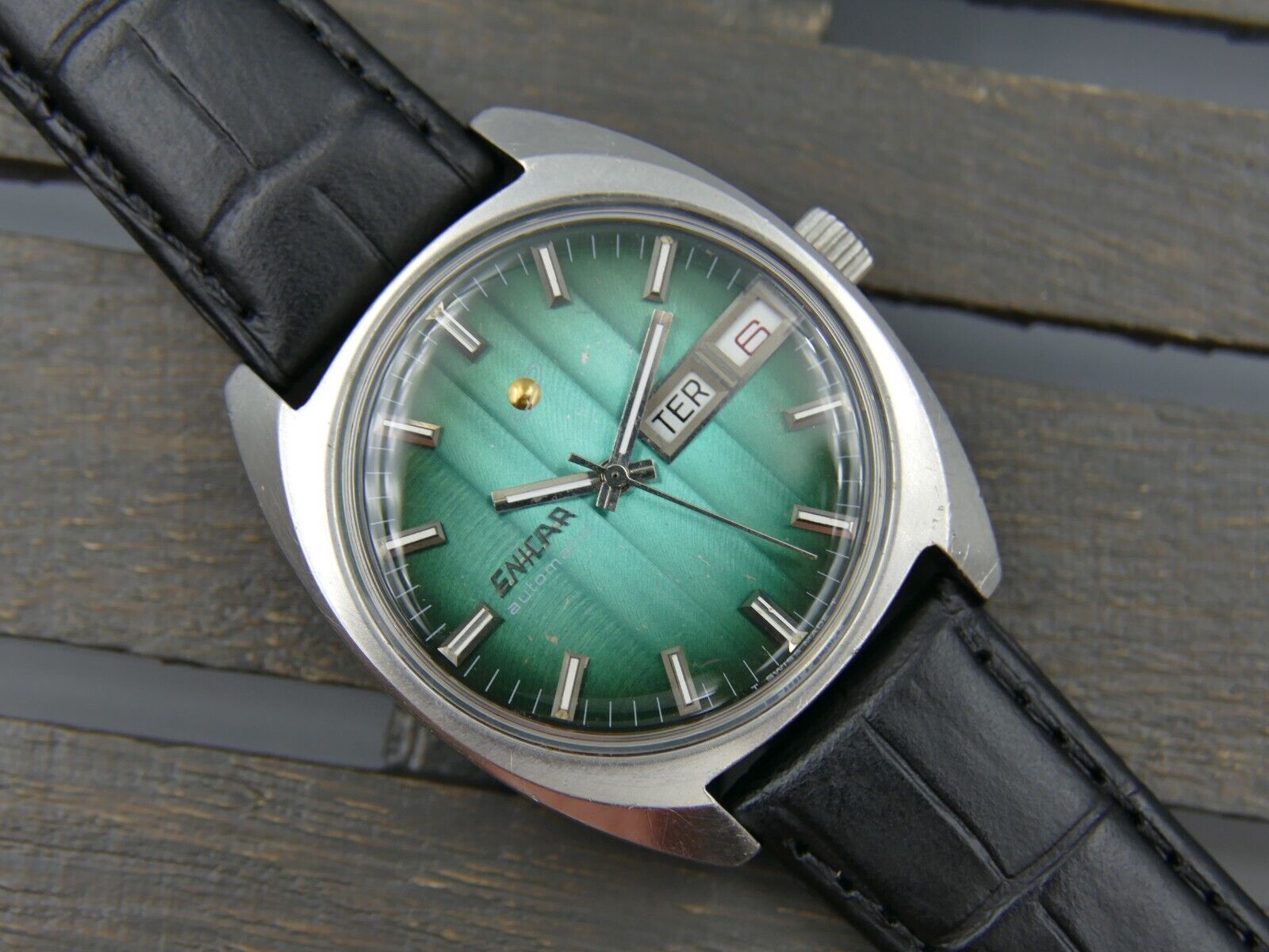 70s vintage watch mens Enicar tiffany 167-01-26 automatic AR 167 steel very rare