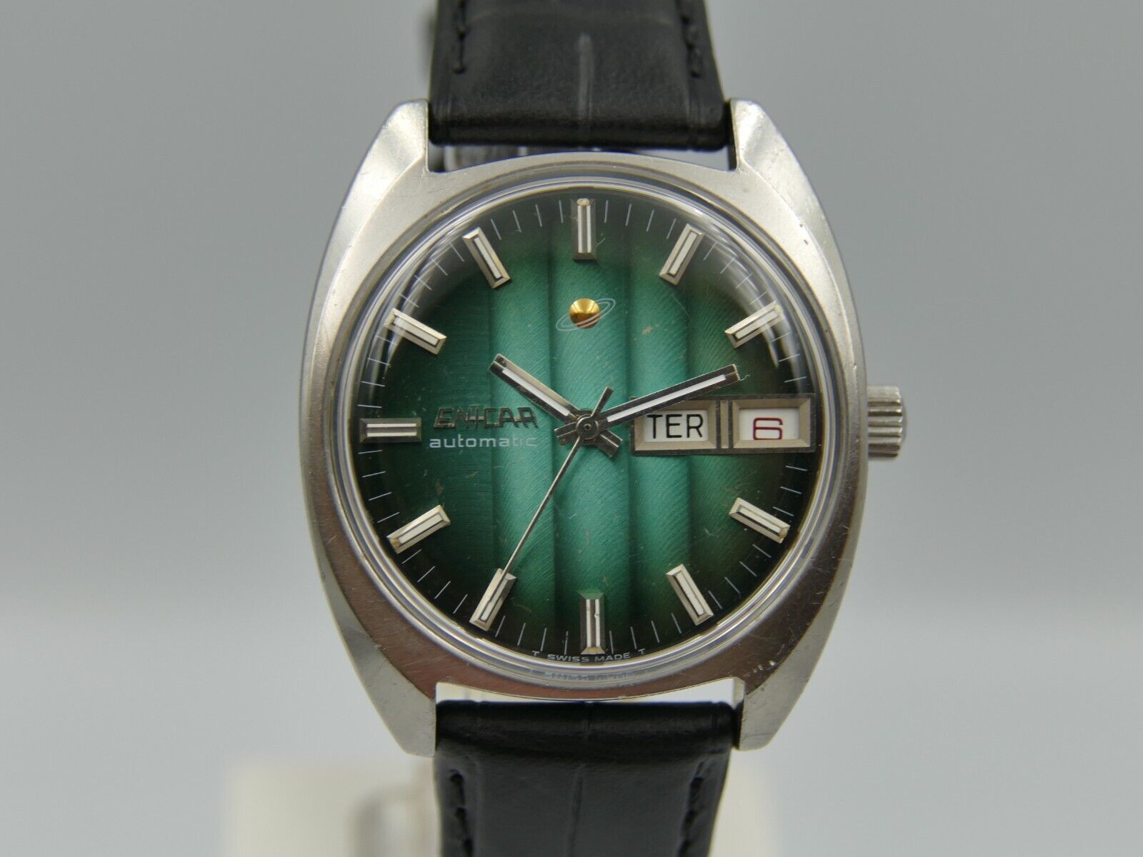 70s vintage watch mens Enicar tiffany 167-01-26 automatic AR 167 steel very rare