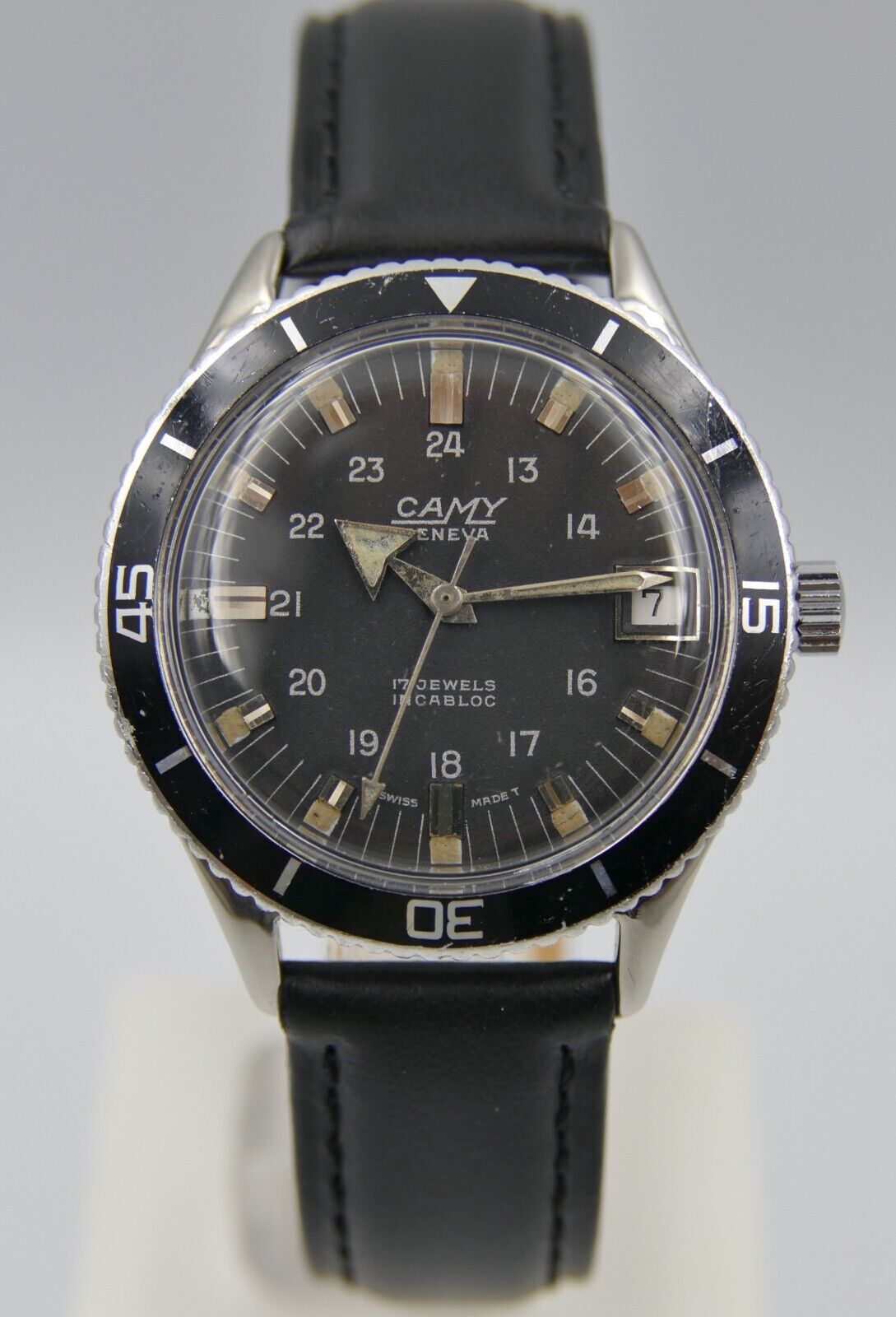 60's vintage watch mens diver Camy geneva ref. 7311 manual wind ST 96-4 serviced