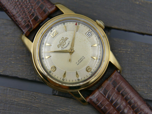 50's vintage watch mens Enicar Ultrasonic automatic ETA 1258 serviced gold pl