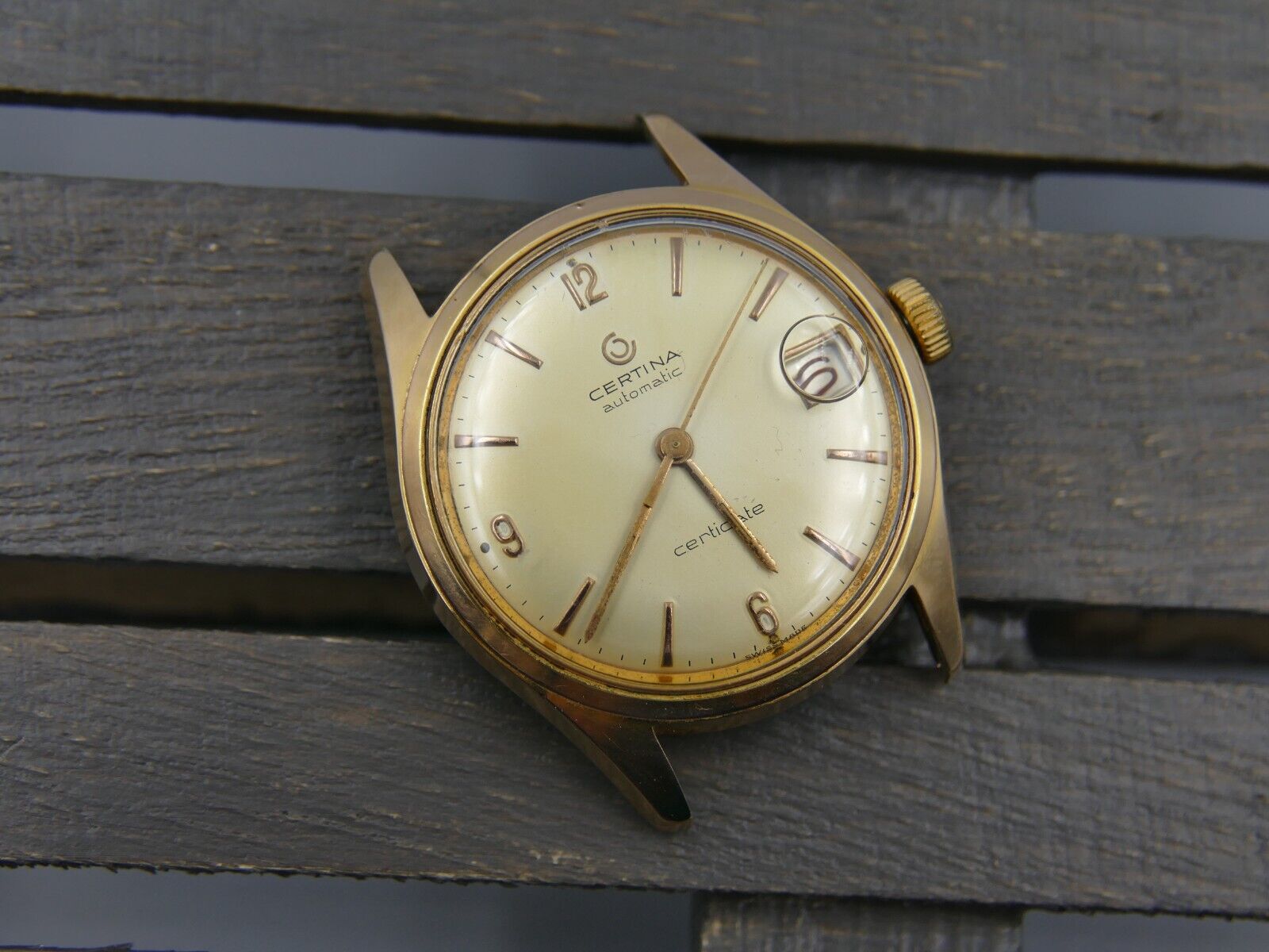 50's vintage watch mens Certina certidate automatic cal. 28-45 patents+  gold pl