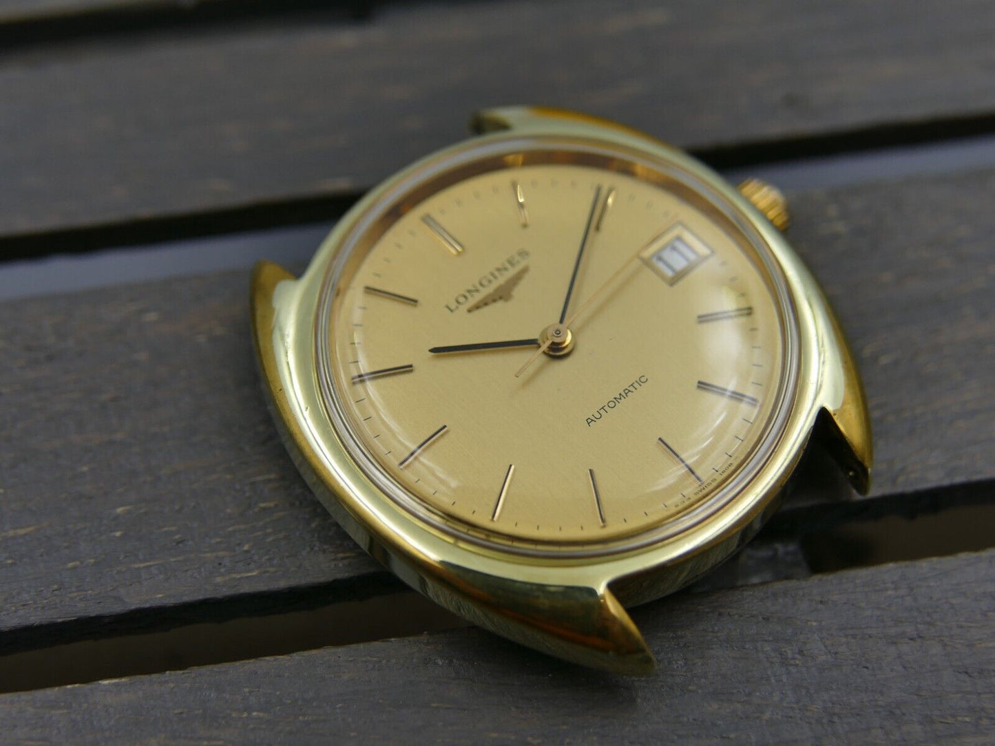 70's vintage watch mens gents Longines automatic L633.1 gold pl C shape