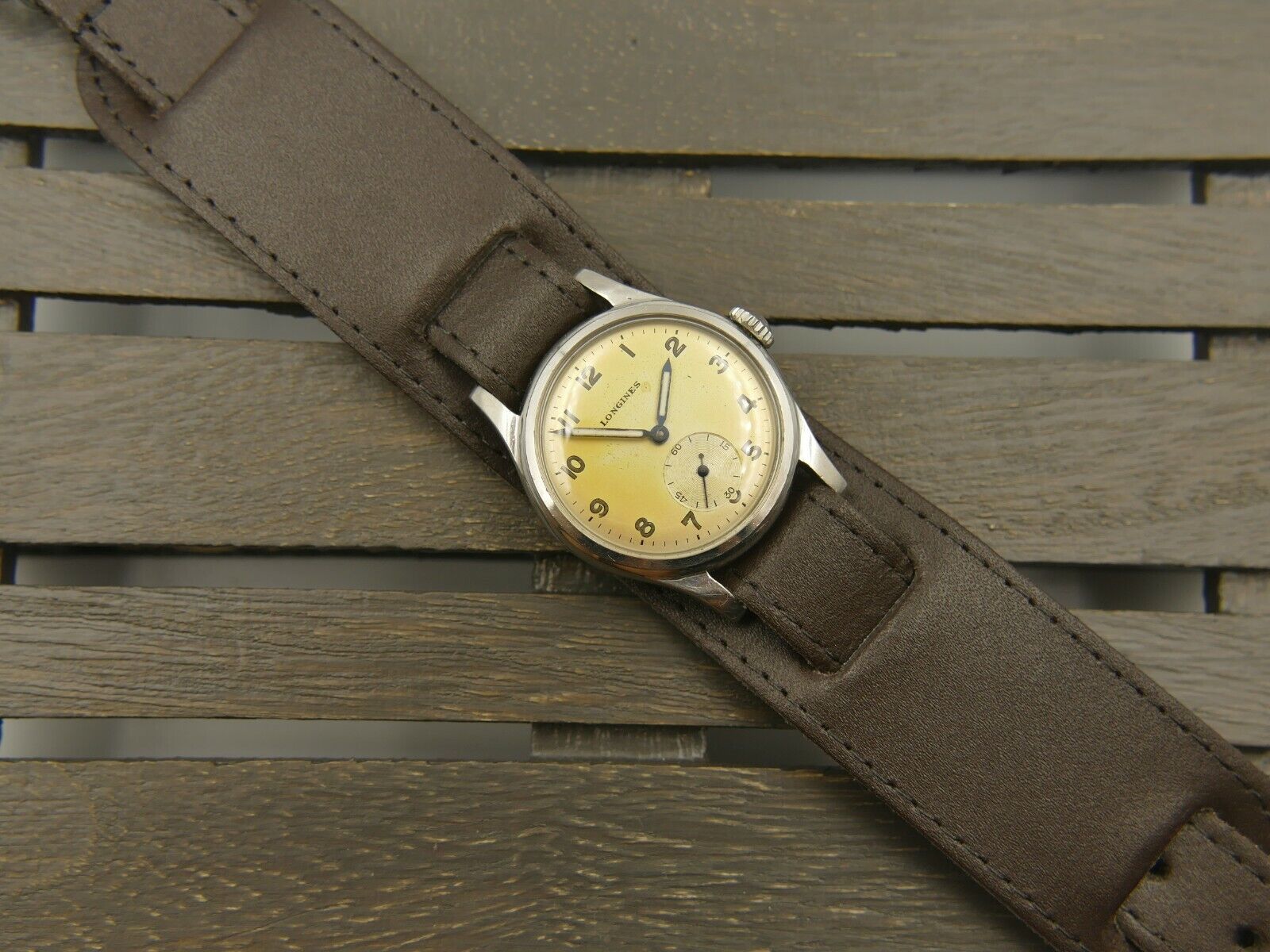 50's SS vintage Longines military Sei Tacche 6242 4 Tropical Dial Cal.23Z RARE