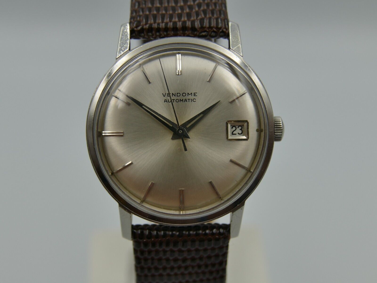 60's vintage watch mens swiss Vendome automatic ETA 2452 all steel 34mm