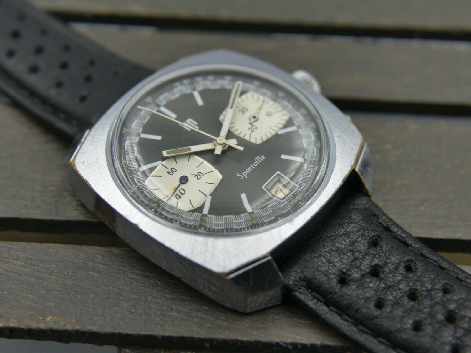 70's vintage mens watch montre Lip Sportville Chronograph hand wind valjoux 7734