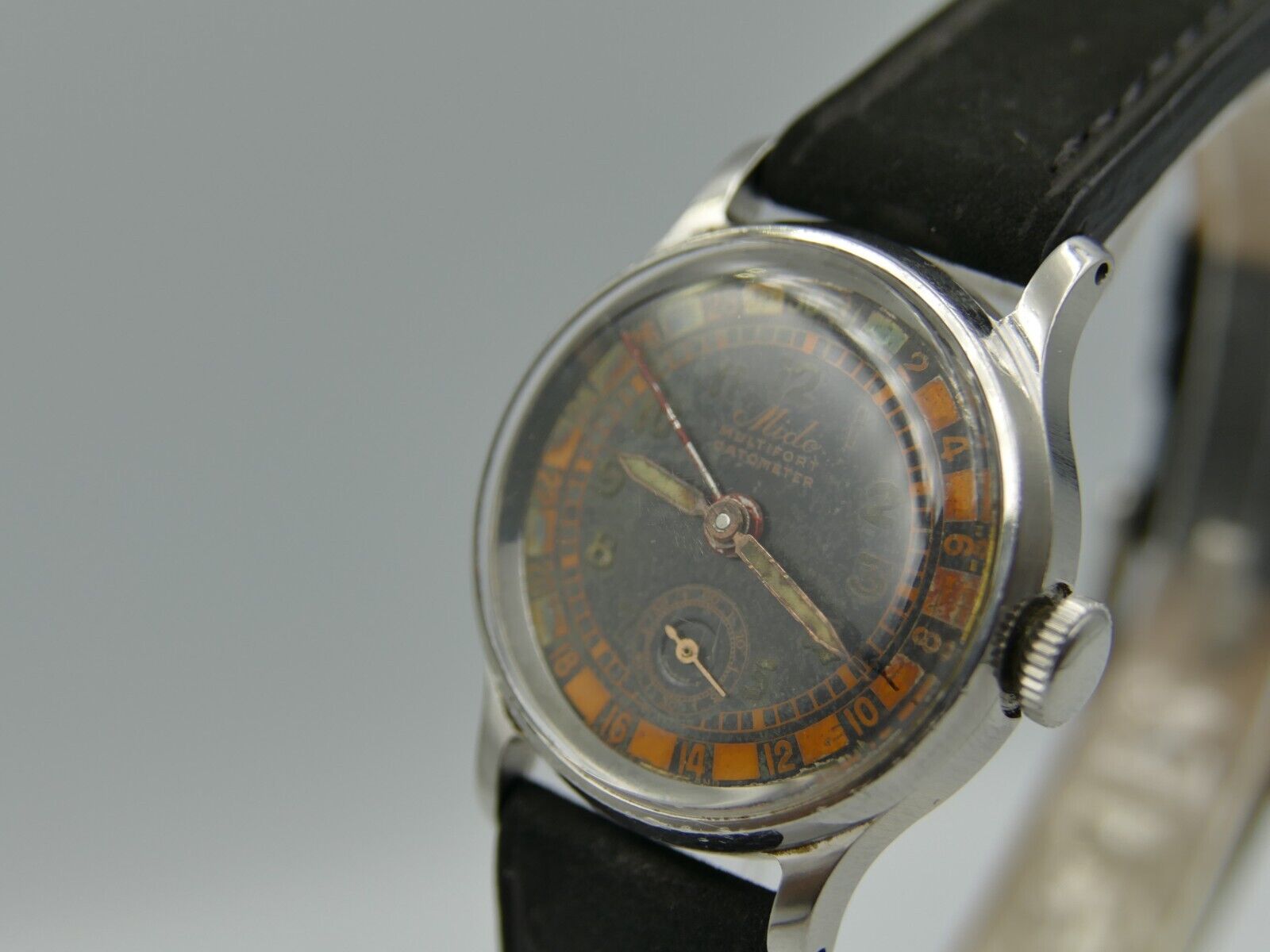 40's vintage watch mens Mido Multifort Datometer manual wind steel serviced 