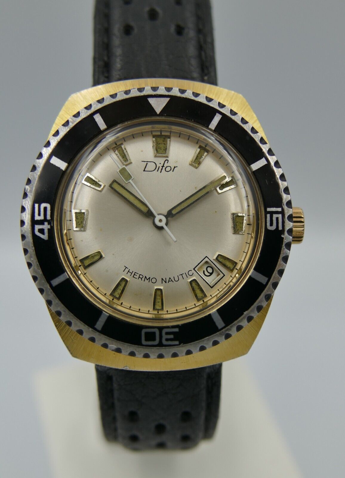 70's vintage watch mens DIFOR THERMO-NAUTIC hand wind gold pl 36mm rare serviced