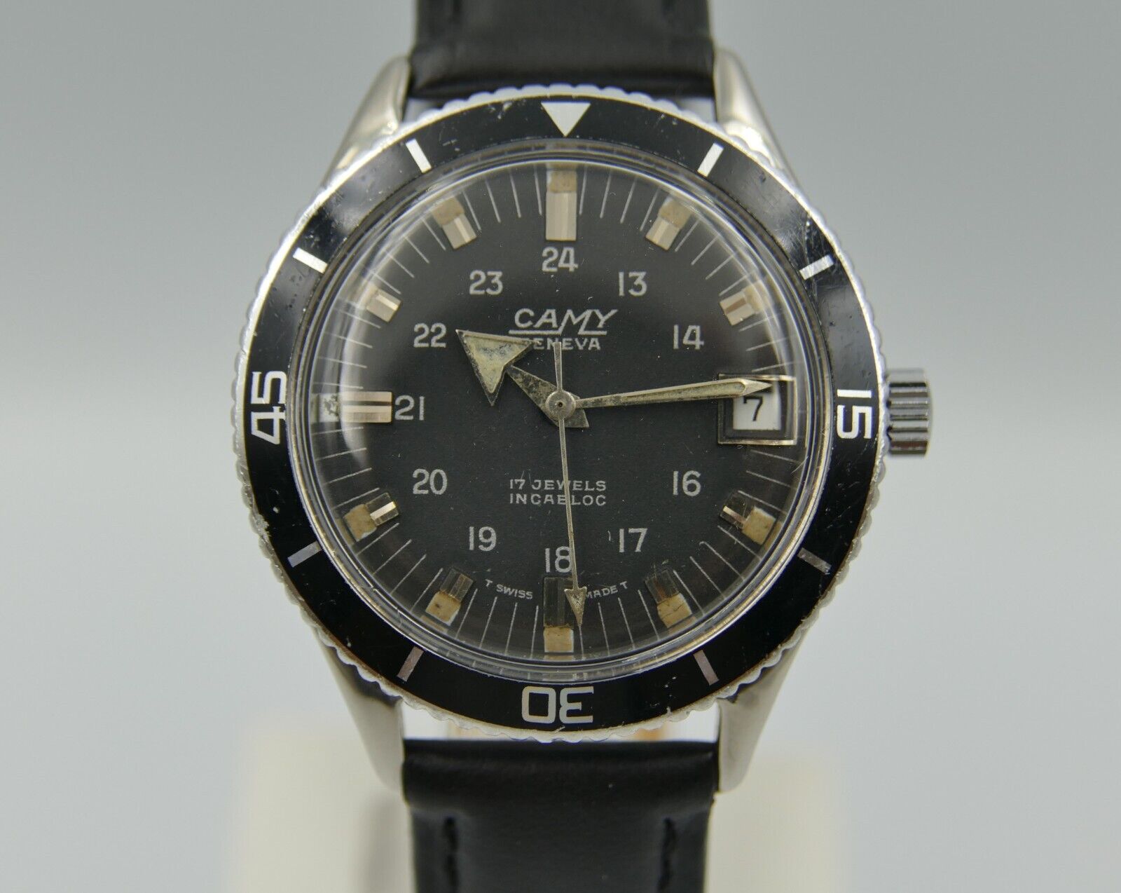 60's vintage watch mens diver Camy geneva ref. 7311 manual wind ST 96-4 serviced