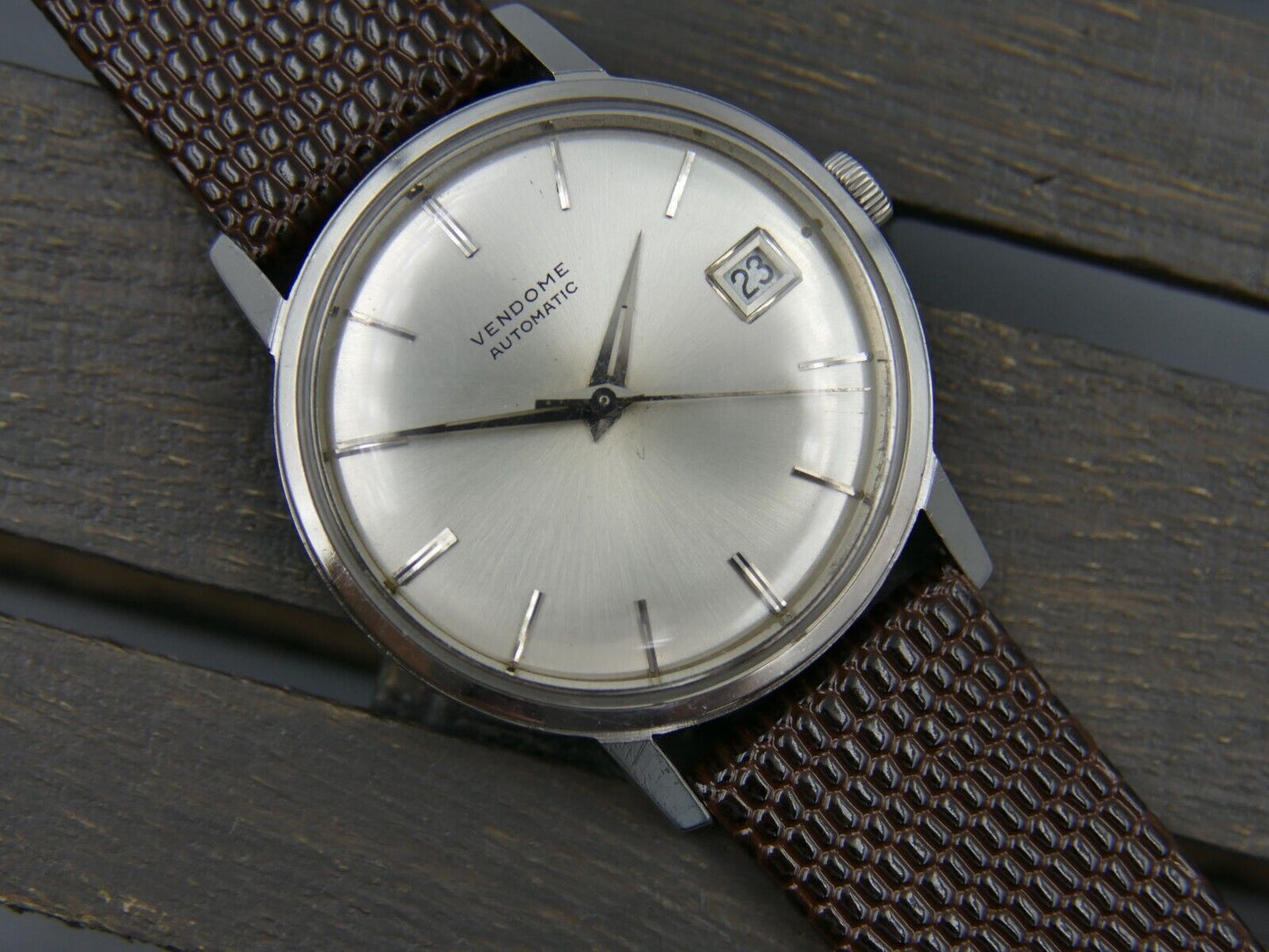 60's vintage watch mens swiss Vendome automatic ETA 2452 all steel 34mm