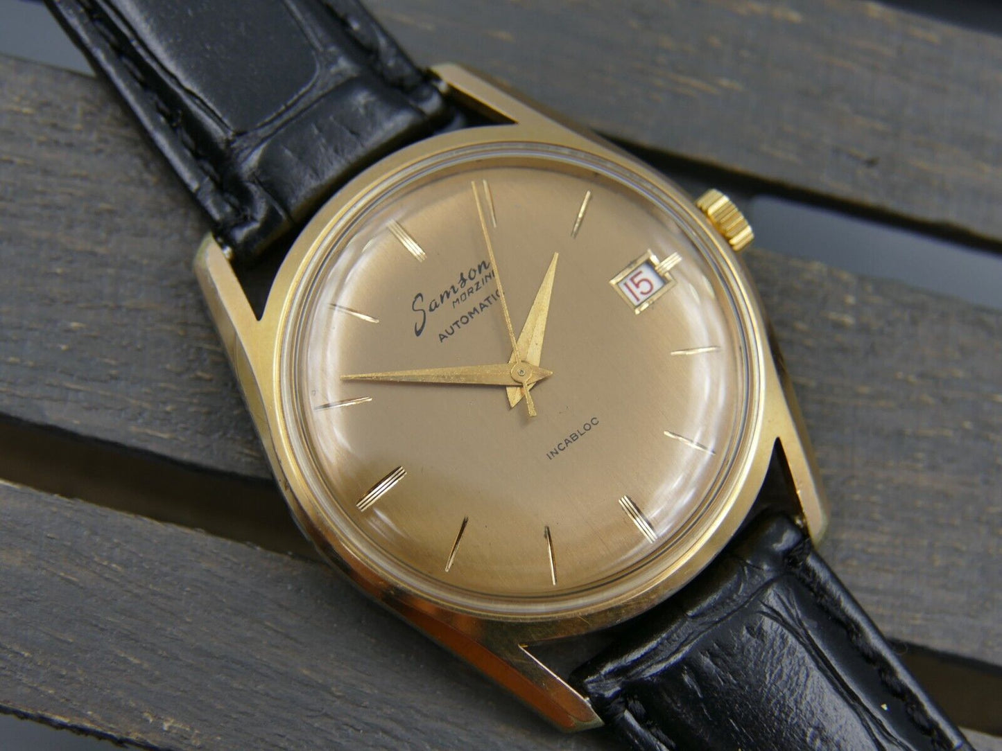 70's vintage watch montre mens Samson morzine automatic AS 1716 17 gold serviced