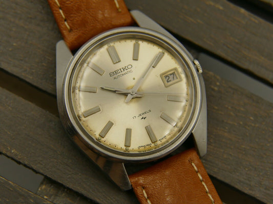 70's vintage watch mens SEIKO 7005-8020 Automatic 7005A Steel Serviced japan