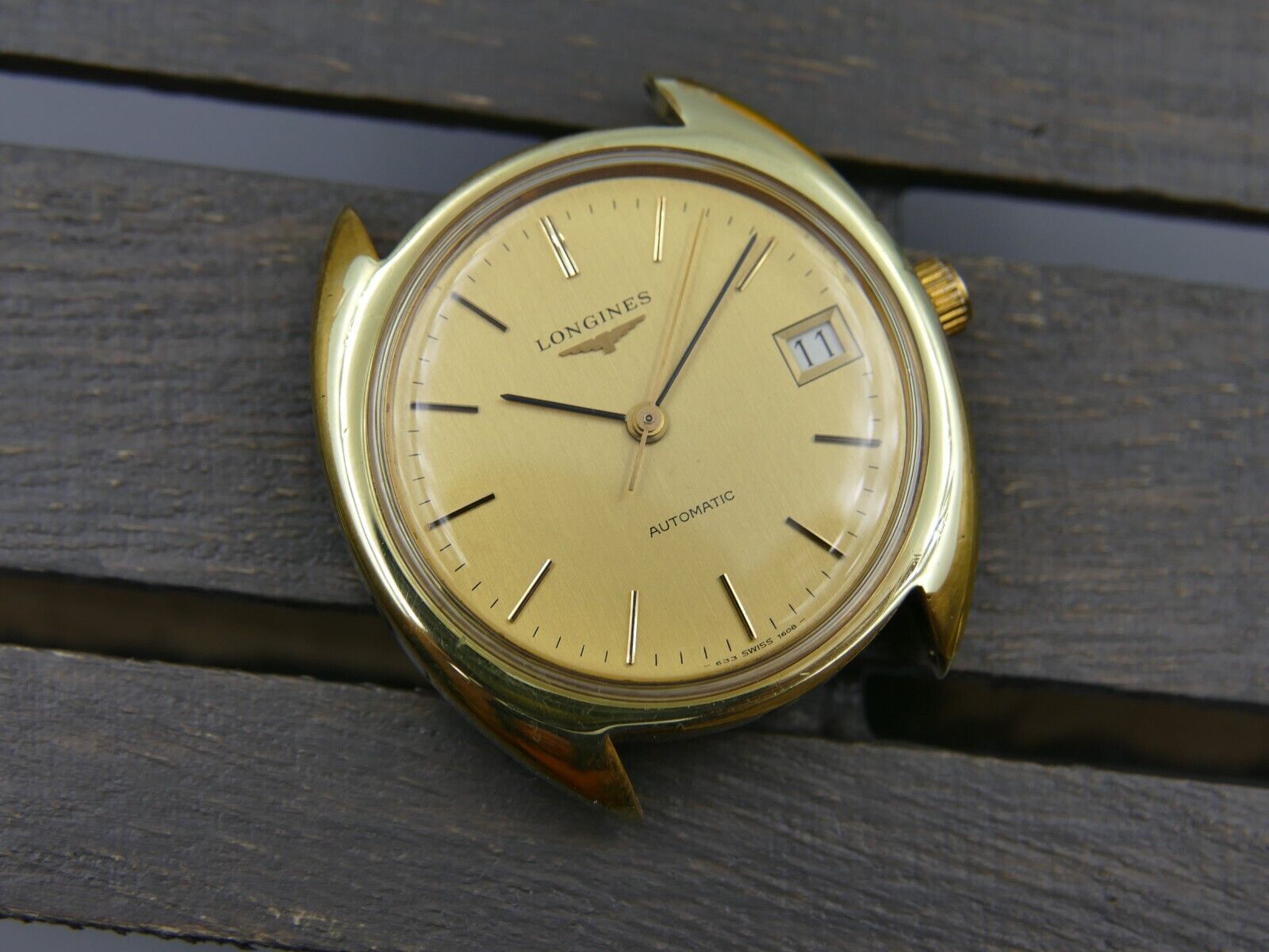 70's vintage watch mens gents Longines automatic L633.1 gold pl C shape