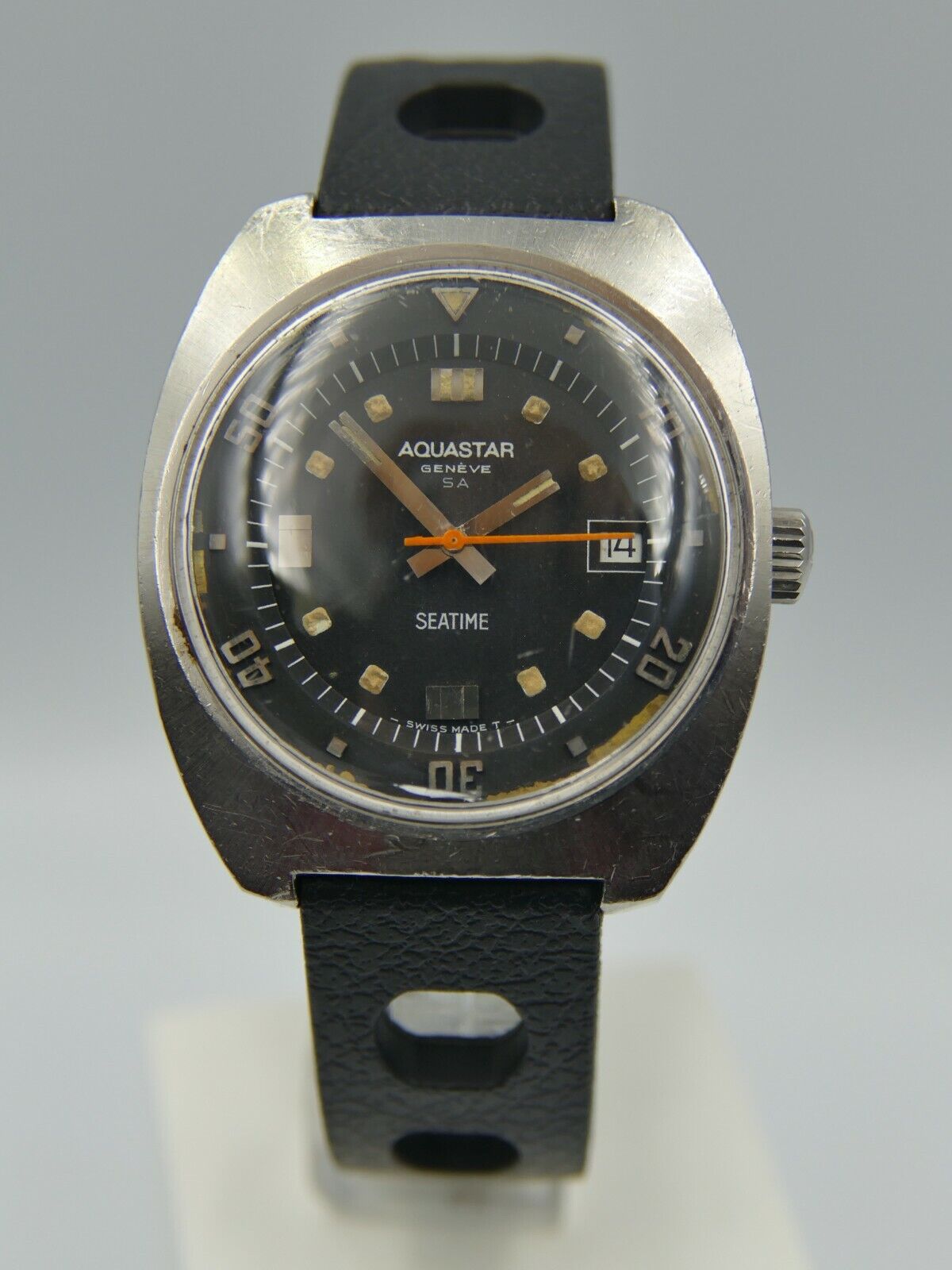 70's vintage watch mens diver Aquastar Seatime ref. 1000 automatic cal. as 1903