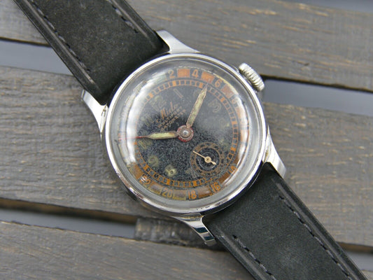 40's vintage watch mens Mido Multifort Datometer manual wind steel serviced 