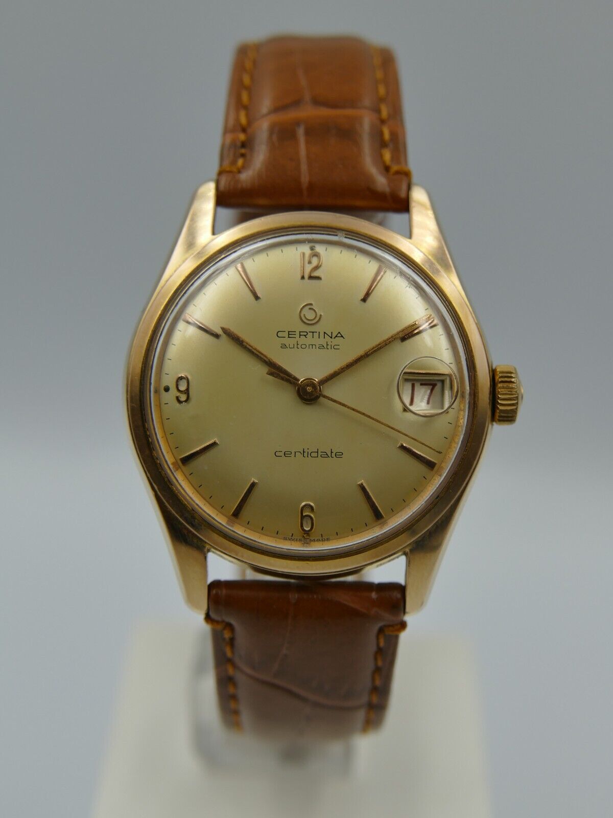 50's vintage watch mens Certina certidate automatic cal. 28-45 patents+  gold pl