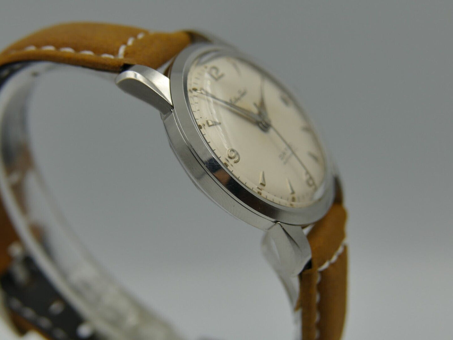 50's vintage watch mens Mathey Tissot Datic automatic AS 1555N rare steel 34mm