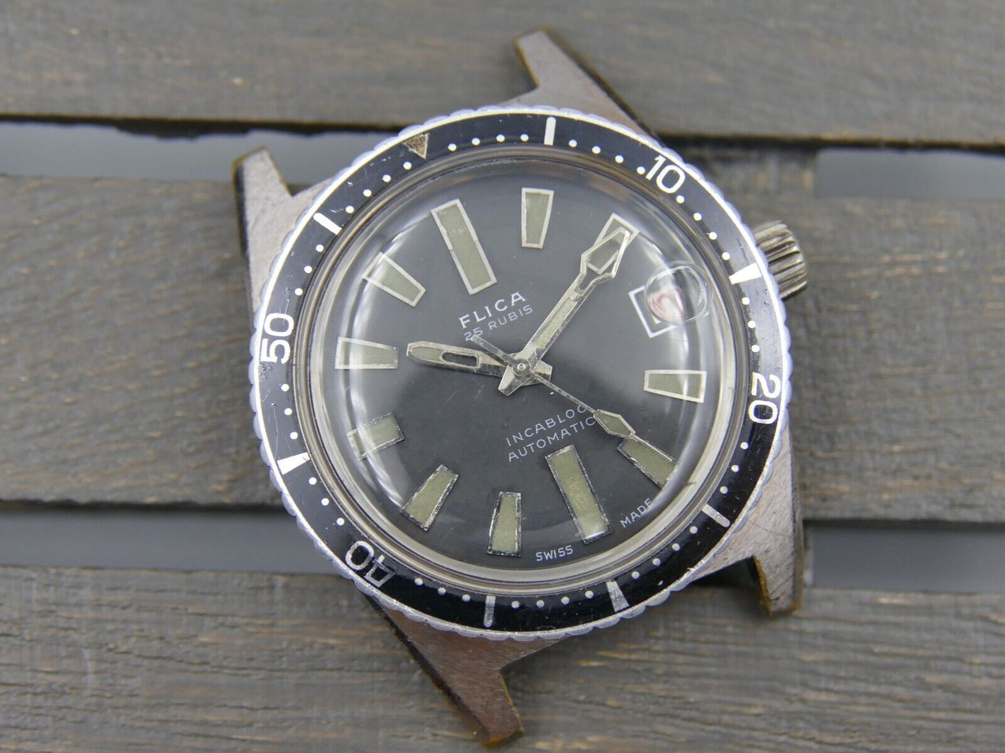 60's vintage watch mens diver plongee Flica ref. 660 40 automatic felsa 4007N