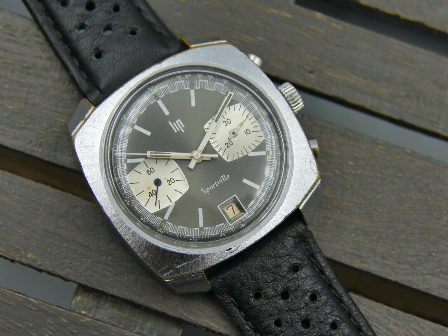 70's vintage mens watch montre Lip Sportville Chronograph hand wind valjoux 7734