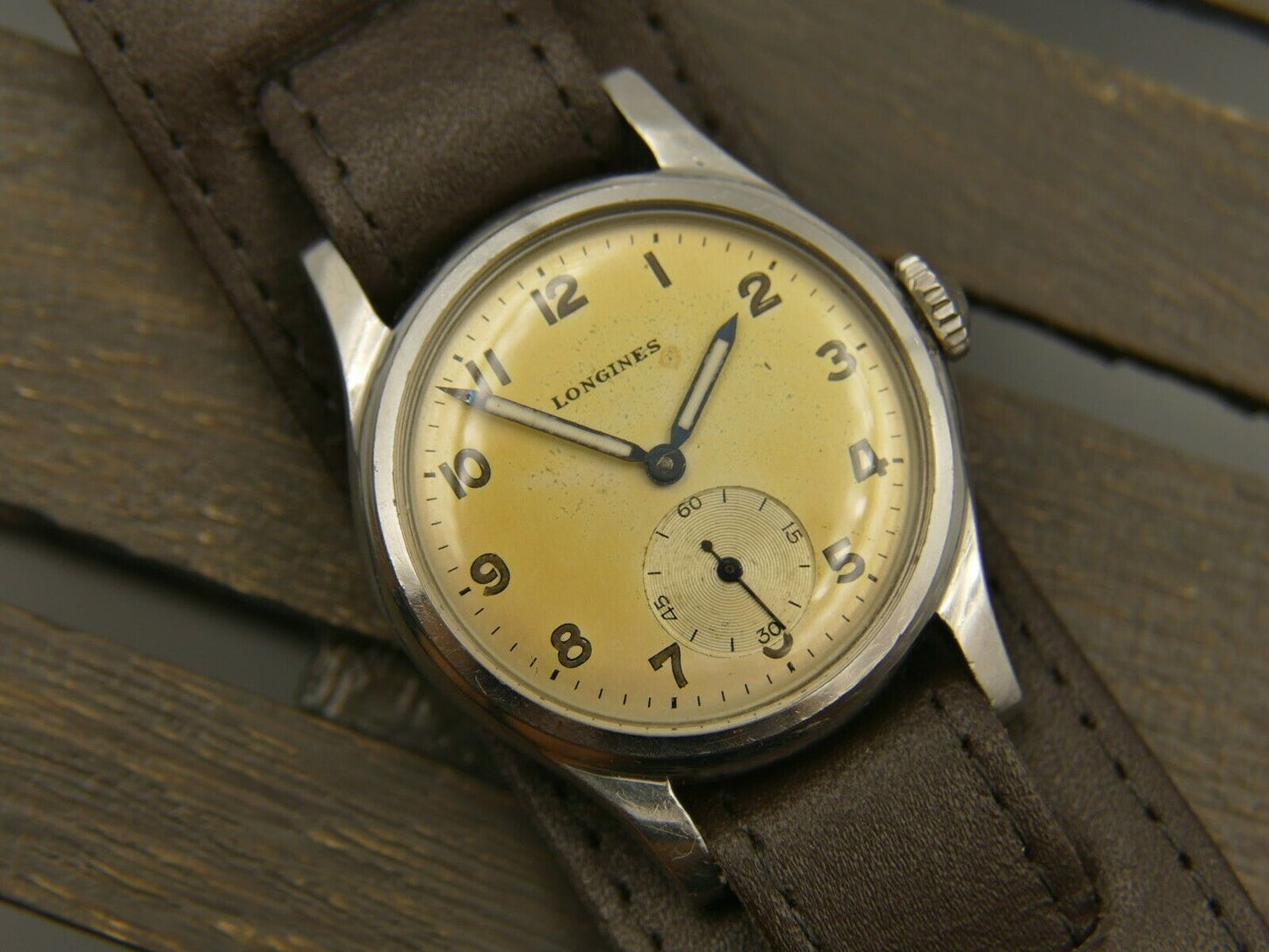 50's SS vintage Longines military Sei Tacche 6242 4 Tropical Dial Cal.23Z RARE