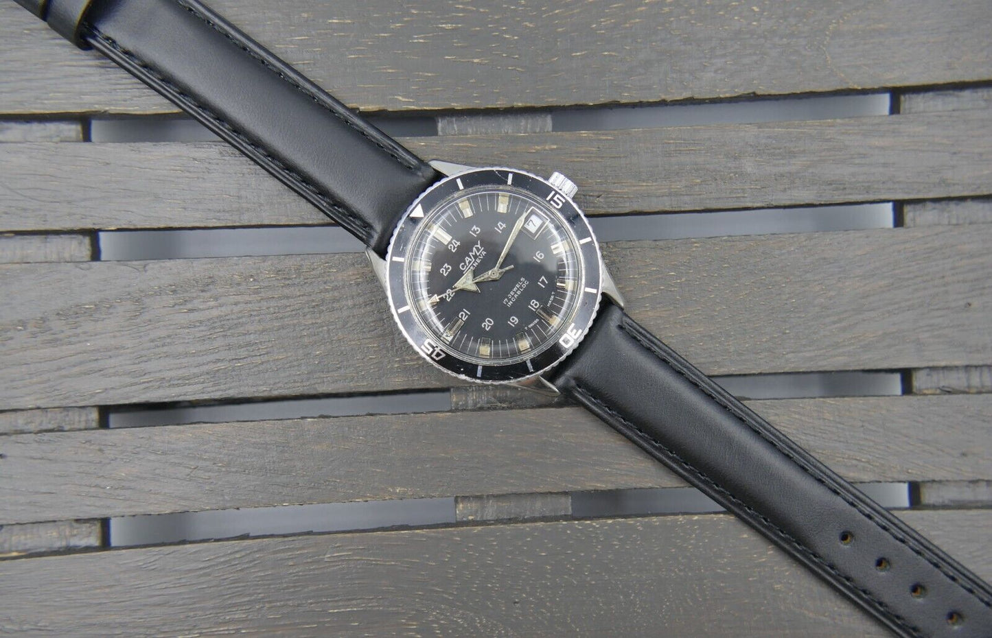 60's vintage watch mens diver Camy geneva ref. 7311 manual wind ST 96-4 serviced