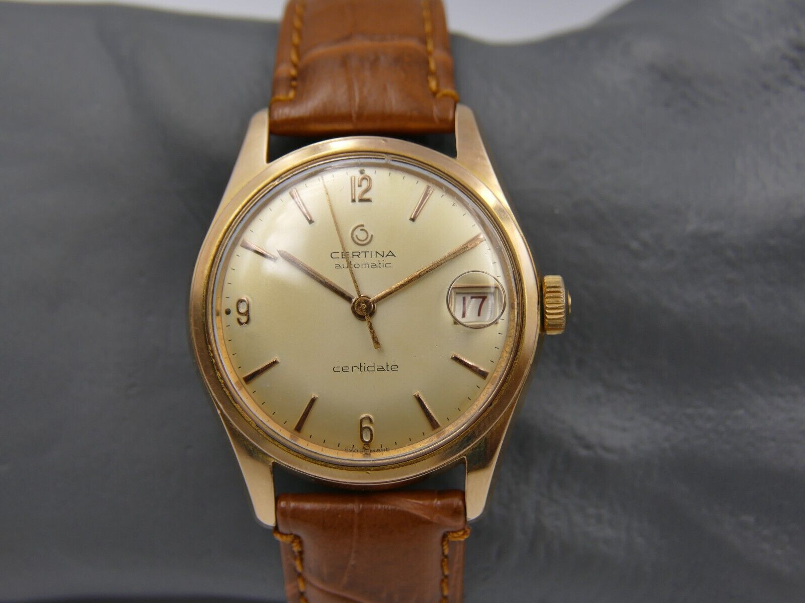 50's vintage watch mens Certina certidate automatic cal. 28-45 patents+  gold pl