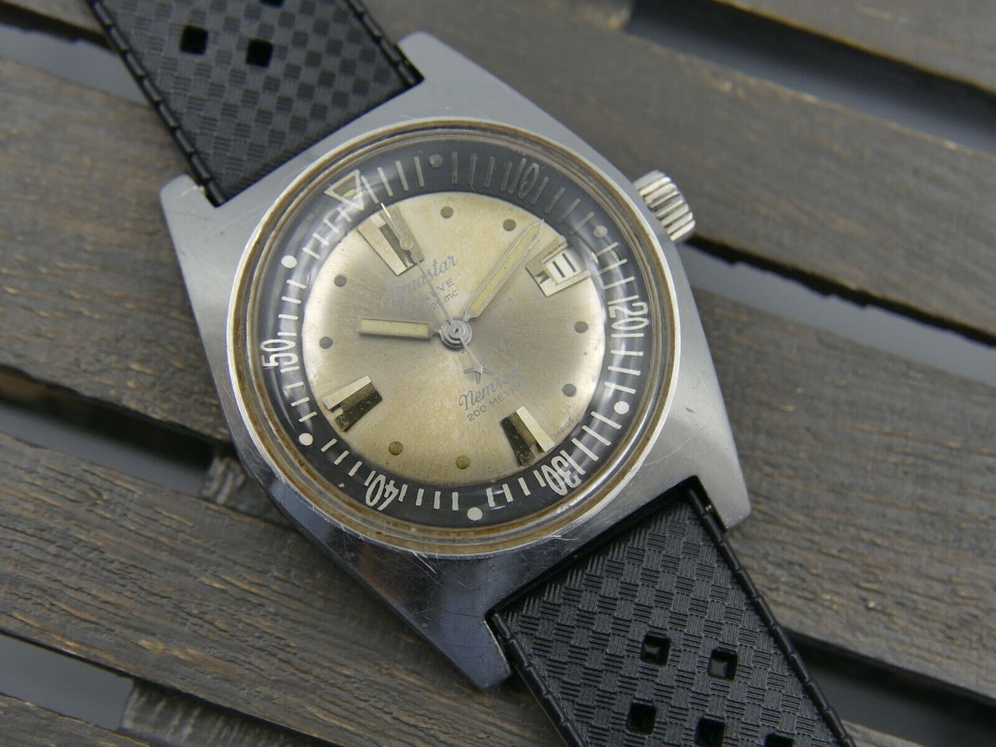 60's vintage watch mens diver Aquastar nemrod ref. 1701 automatic cal. AS 1700