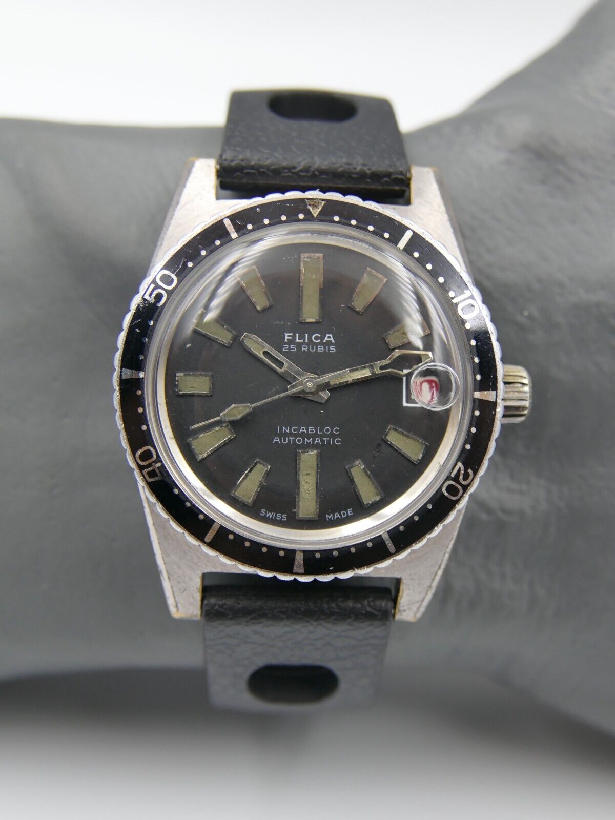 60's vintage watch mens diver plongee Flica ref. 660 40 automatic felsa 4007N