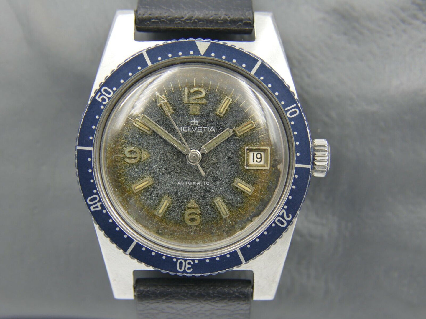 60's vintage watch mens diver Helvetia ref. 8619 stainless steel tropical rare