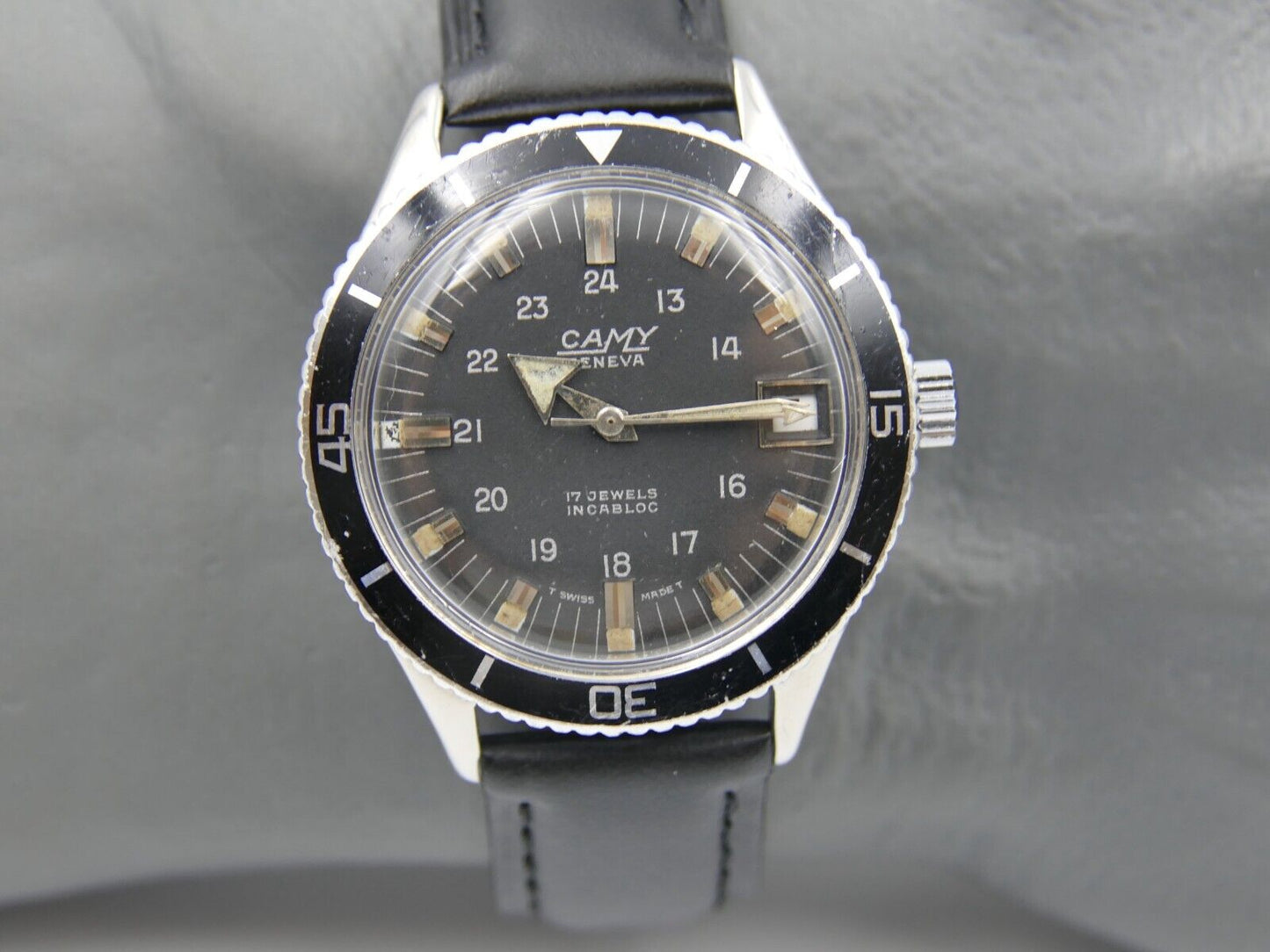 60's vintage watch mens diver Camy geneva ref. 7311 manual wind ST 96-4 serviced