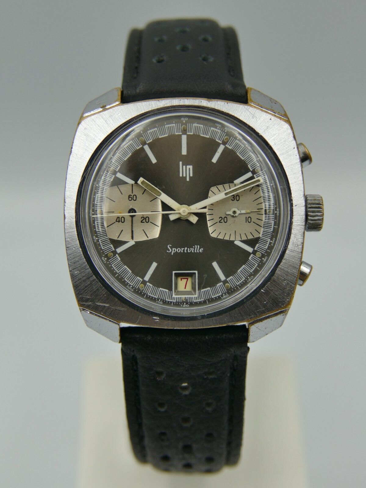 70's vintage mens watch montre Lip Sportville Chronograph hand wind valjoux 7734