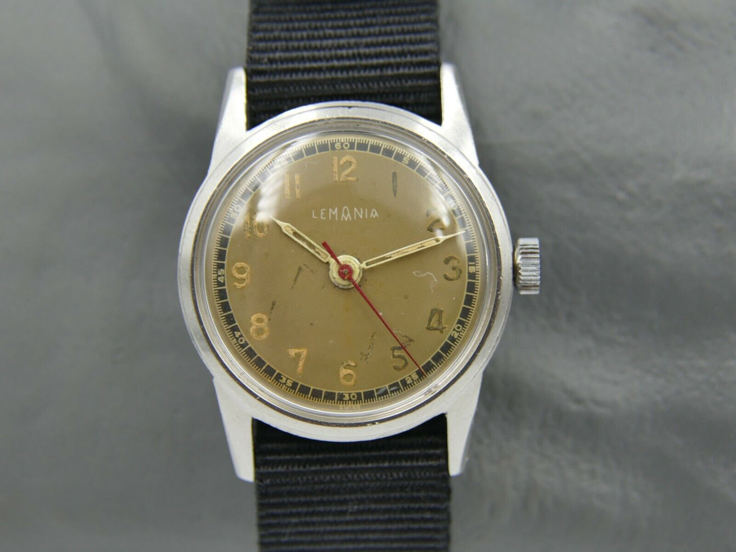 40's vintage watch mens military WWII Lemania 192H manual wind cal. S27 / 2990