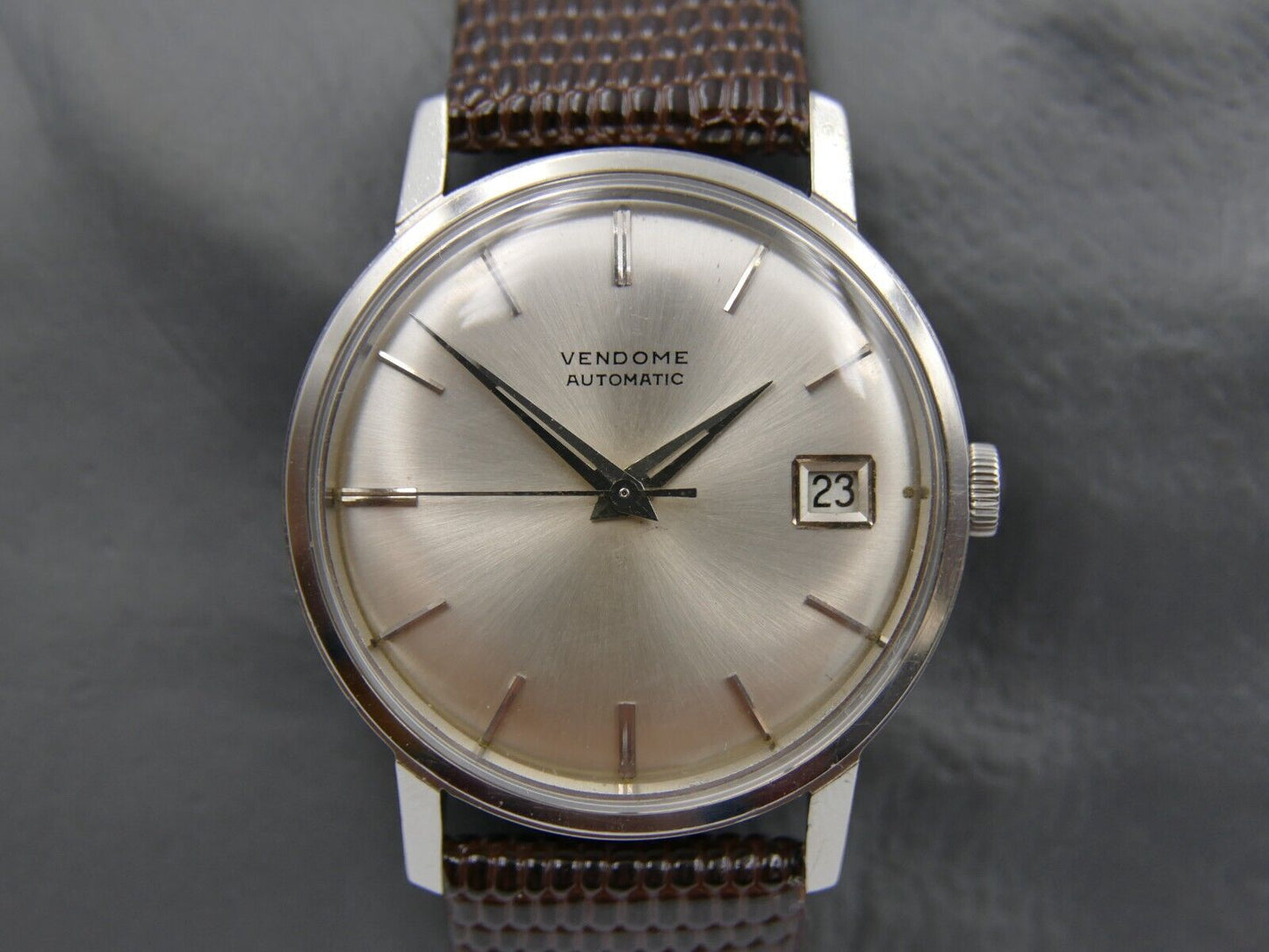 60's vintage watch mens swiss Vendome automatic ETA 2452 all steel 34mm