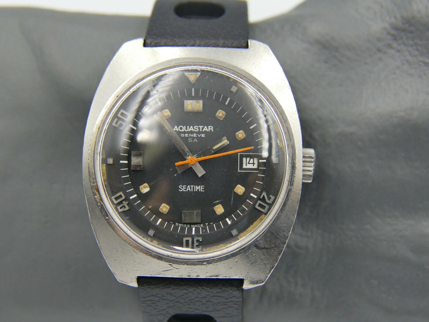 70's vintage watch mens diver Aquastar Seatime ref. 1000 automatic cal. as 1903