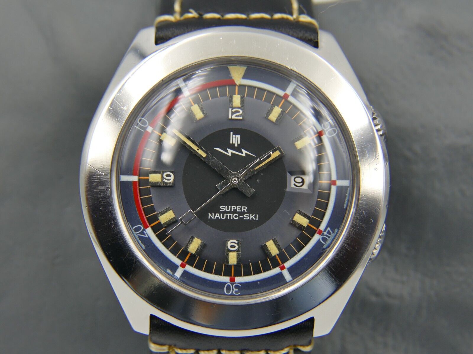 70's vintage watch mens Lip Nautic Ski super compressor 42mm diver ref. 60.592