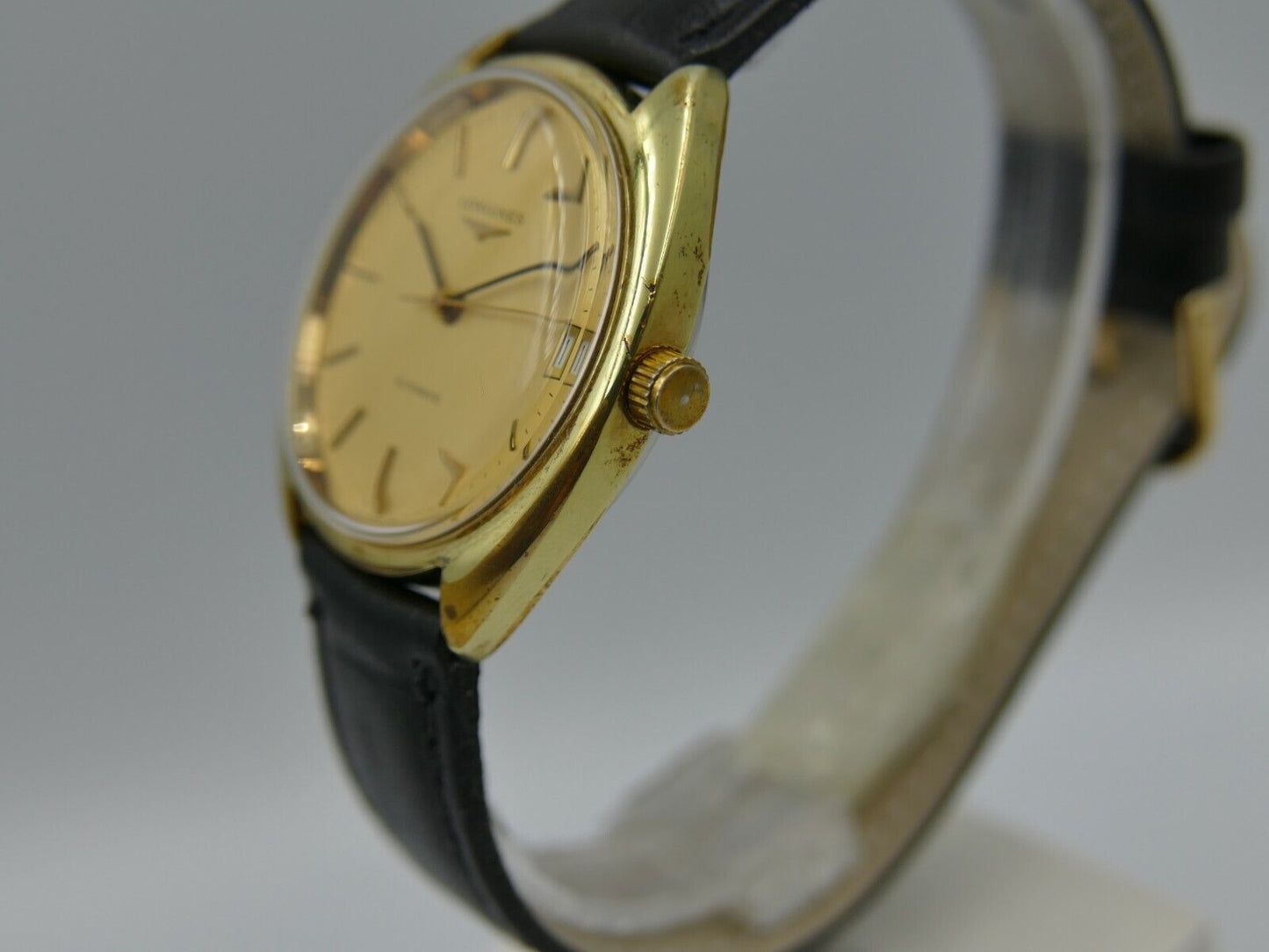 70's vintage watch mens gents Longines automatic L633.1 gold pl C shape