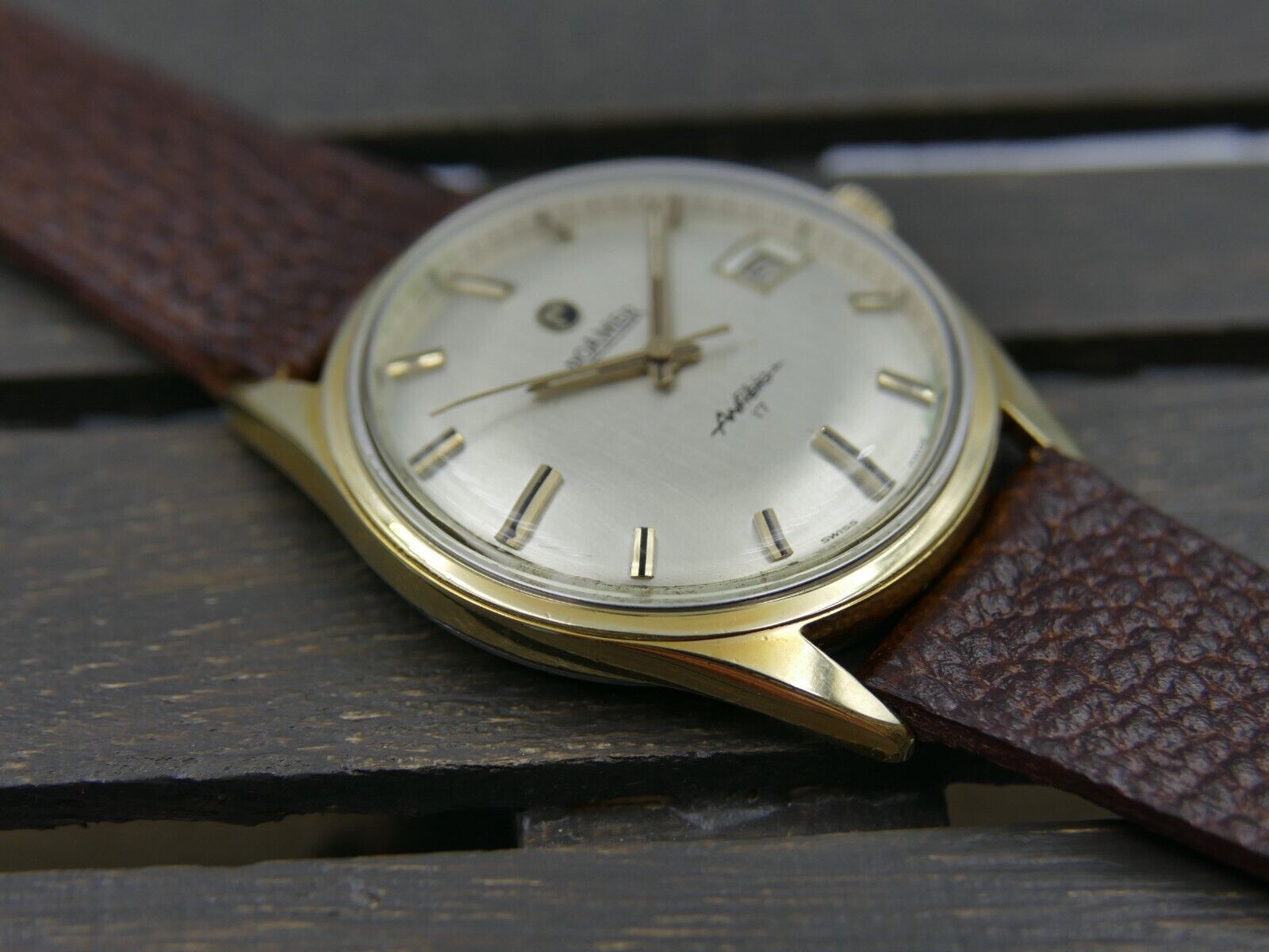 60's vintage watch mens Roamer anfibio manual wind MST430 brevet + case 34mm