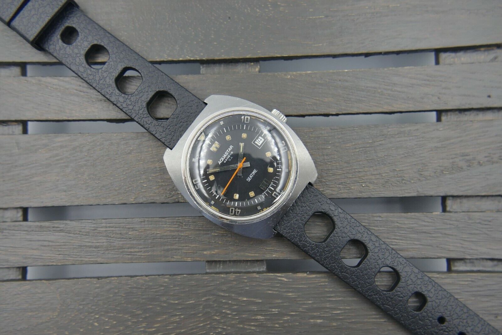 70's vintage watch mens diver Aquastar Seatime ref. 1000 automatic cal. as 1903