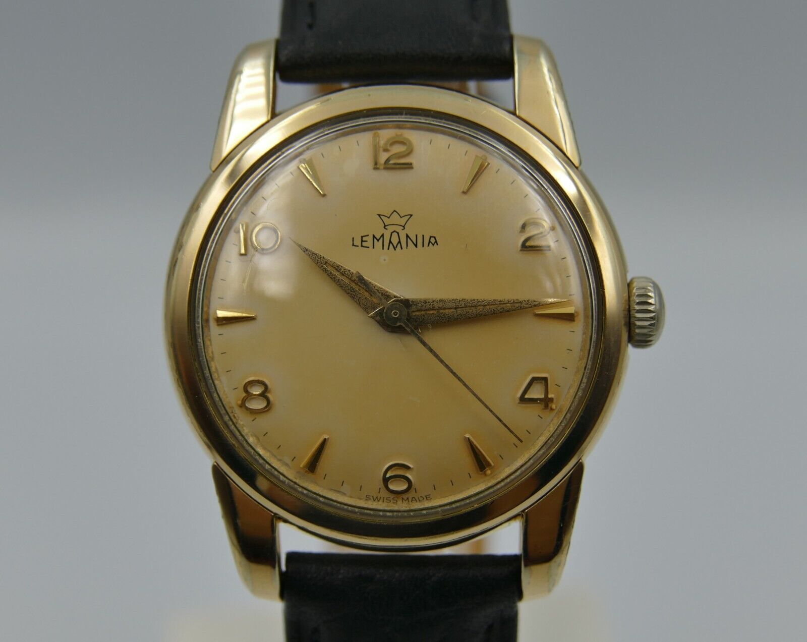 50's vintage watch mens Lemania manual wind cal. 3060 gold pl ref. 804 PA/A