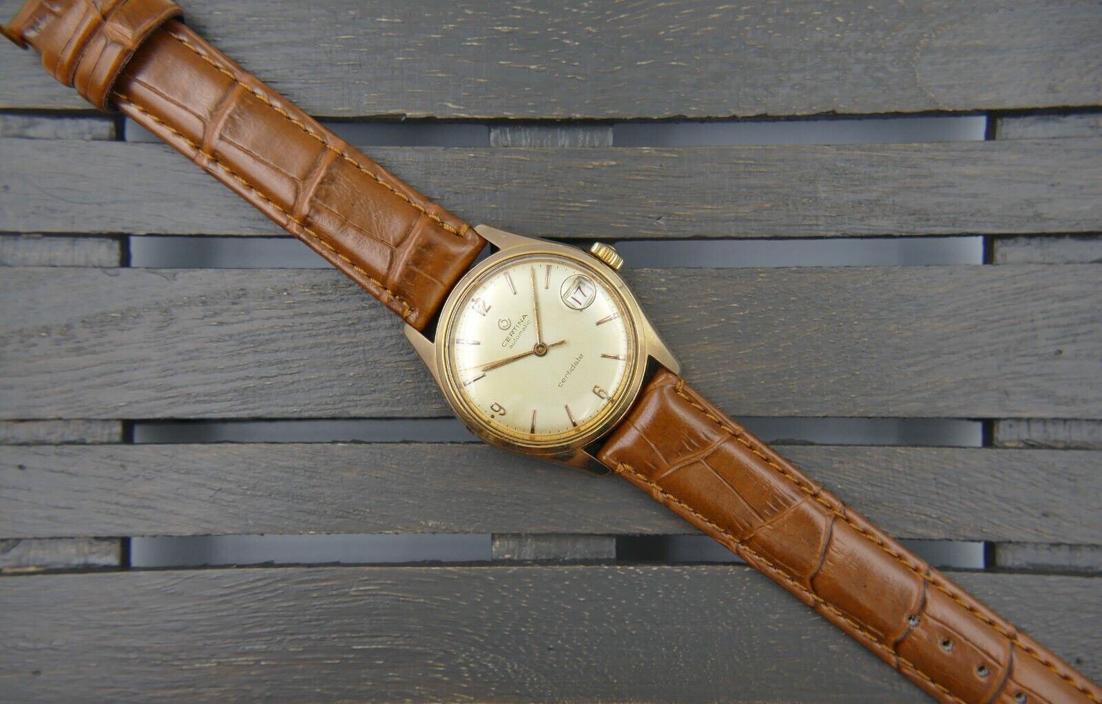 50's vintage watch mens Certina certidate automatic cal. 28-45 patents+  gold pl