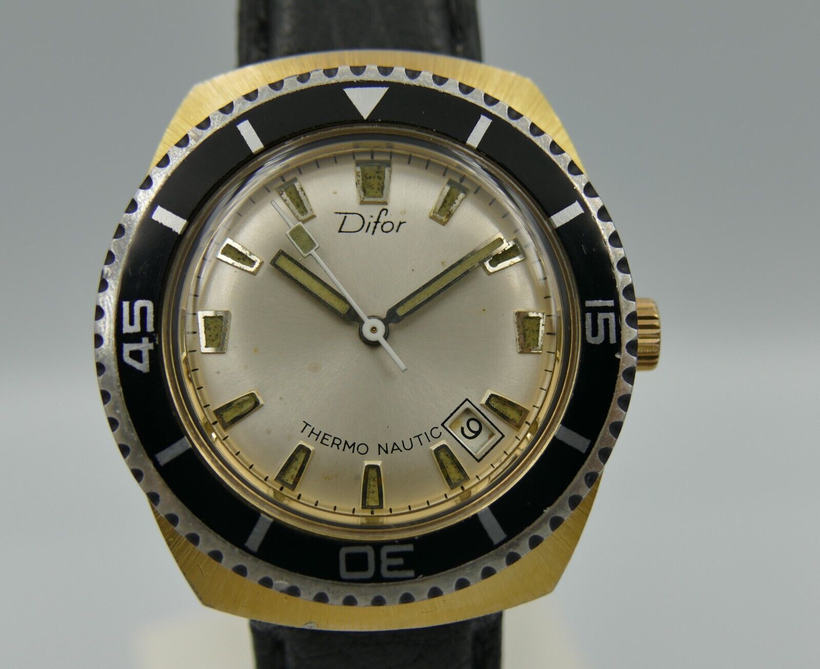 70's vintage watch mens DIFOR THERMO-NAUTIC hand wind gold pl 36mm rare serviced