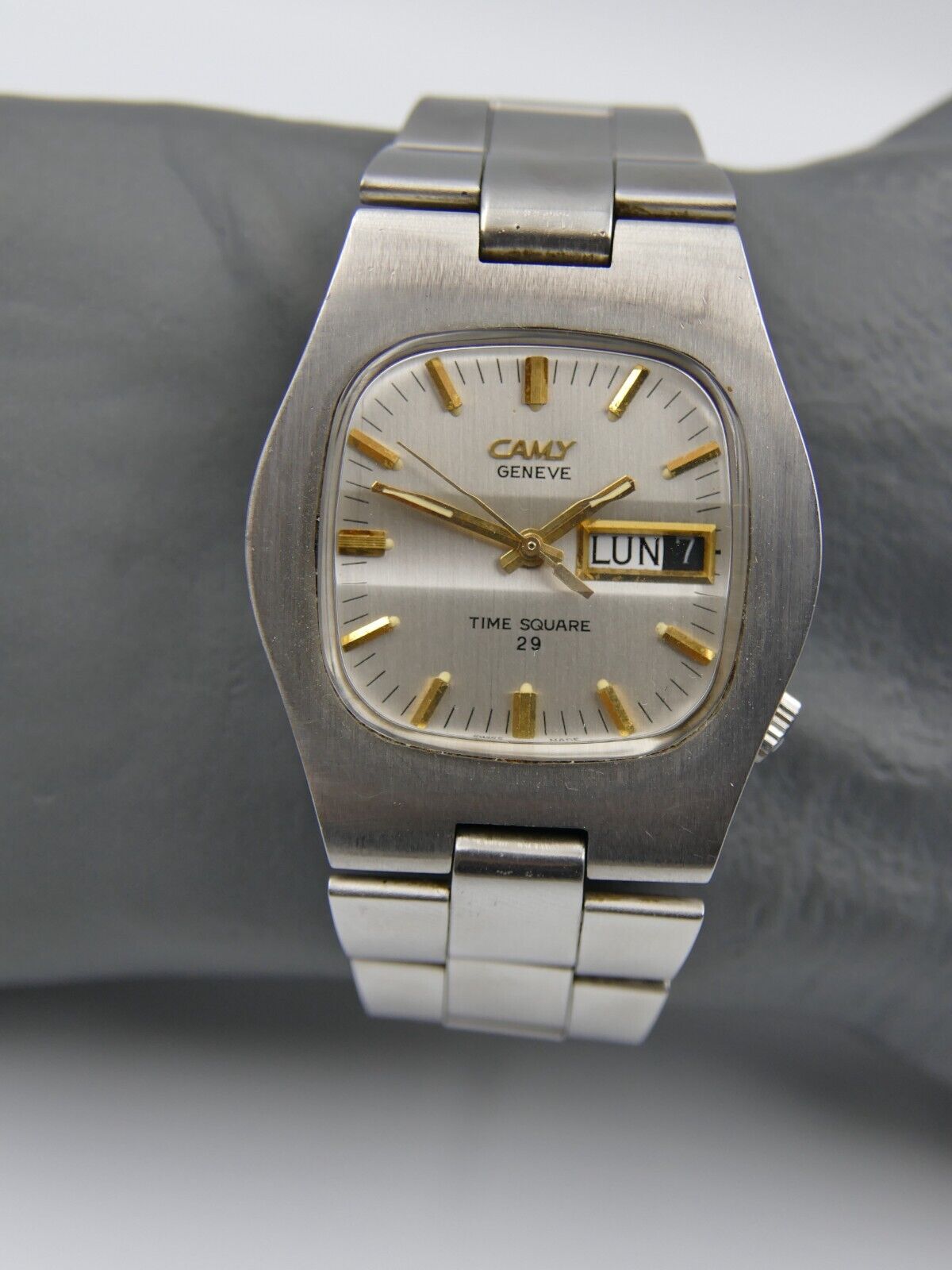 70's vintage watch mens Camy time square 29 ref. 7629 automatic ETA 2789 steel